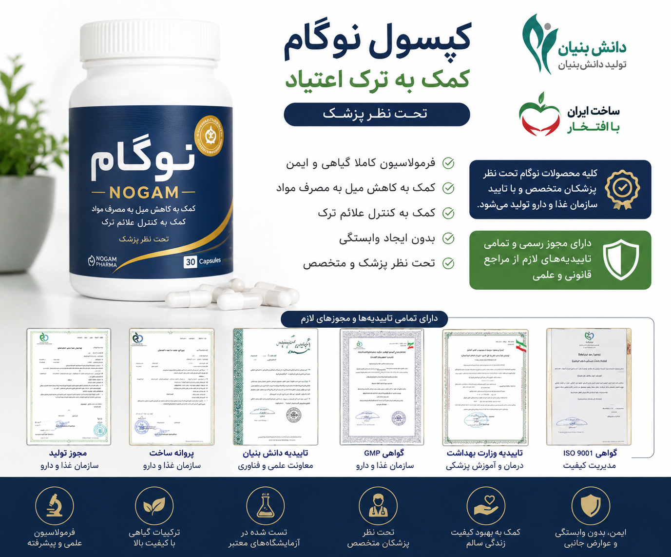 کپسول ترک اعتیادگیاهی نوگام برای1 یا 3 تا متادون 1 یا 2 تا به دو