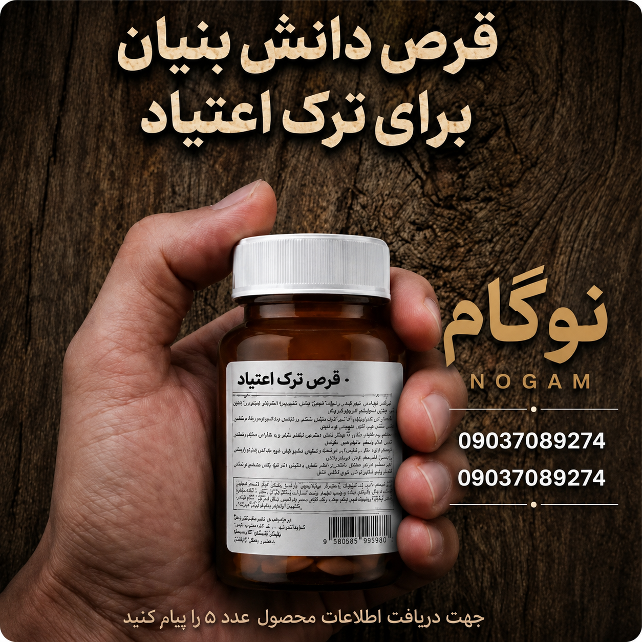 کپسول گیاهی نوگام ترک اعتیاد برای 1عدد ب۲در روز